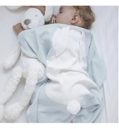 Couverture bébé personnalisable lapin en coton Made in France