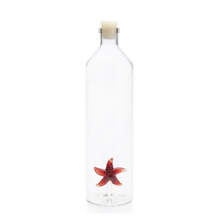 Carafe à Eau Balvi Atlantis Starfish 1,2L - Verre Borosilicate Avec Figurine Intérieure - Bouchon Silicone - Design Original
