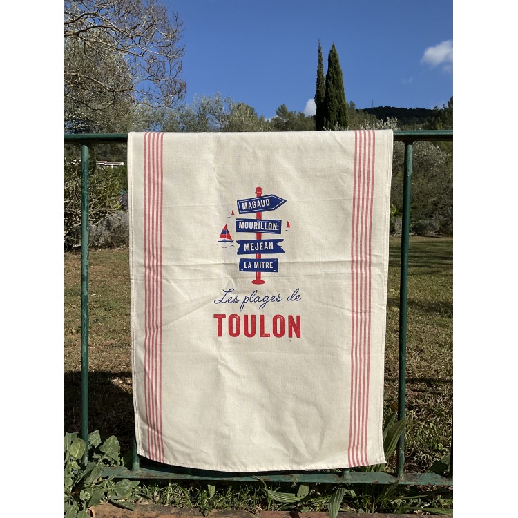 Torchon de cuisine Pancarte Directions Plages 100% coton