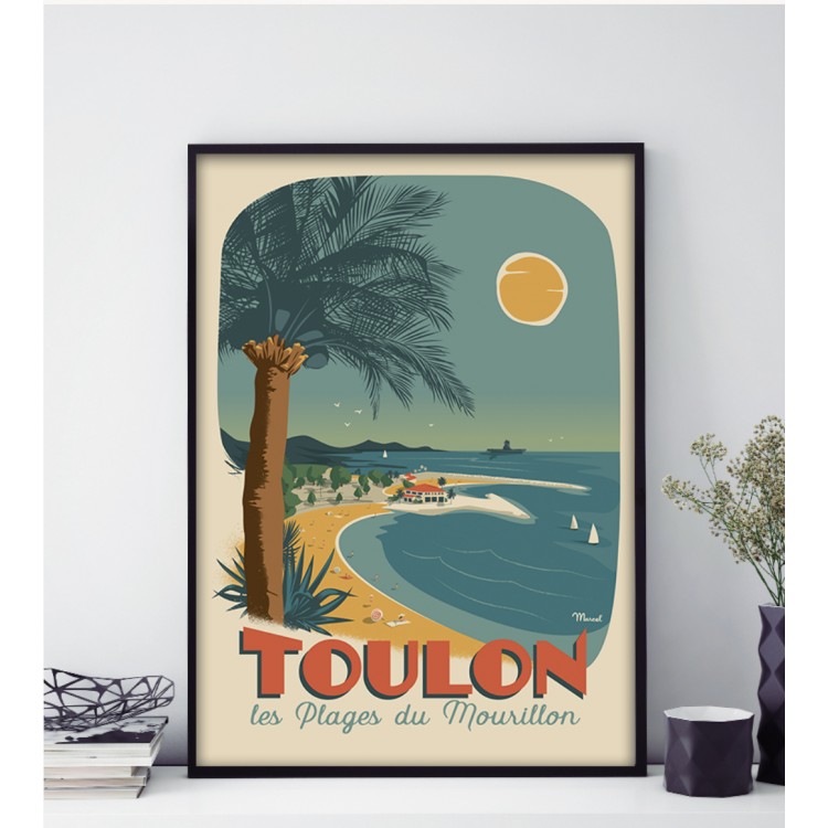 Affiche murale Toulon Les Plages du Mourillon 30X40cm Marcel