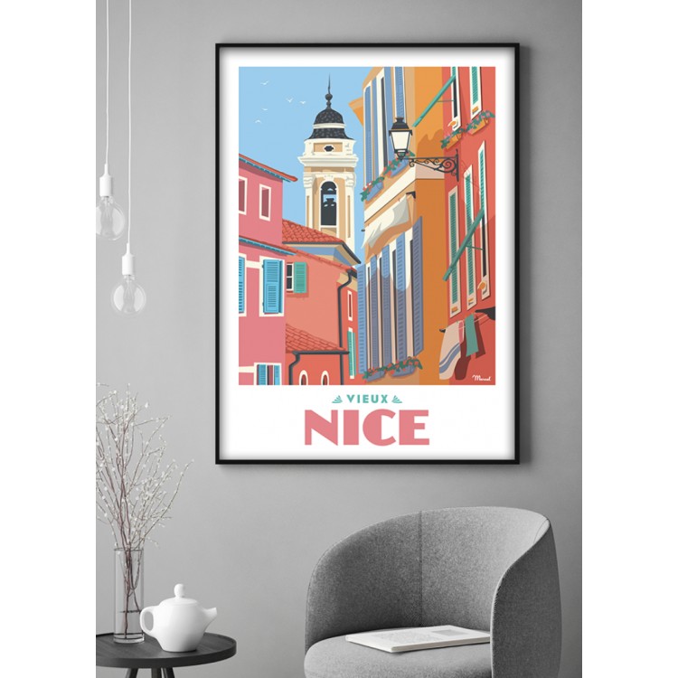 Affiche murale Nice, Le vieux Nice 50X70cm Marcel